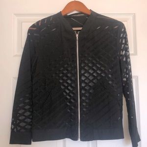 Zara Basic black Striped + Sheer Bomber